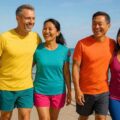 Quinquagénaires actifs renforçant naturellement son système immunitaire après 50 ans