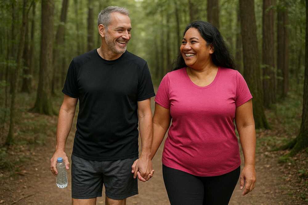 Couple senior faisant de la marche après 50 ans