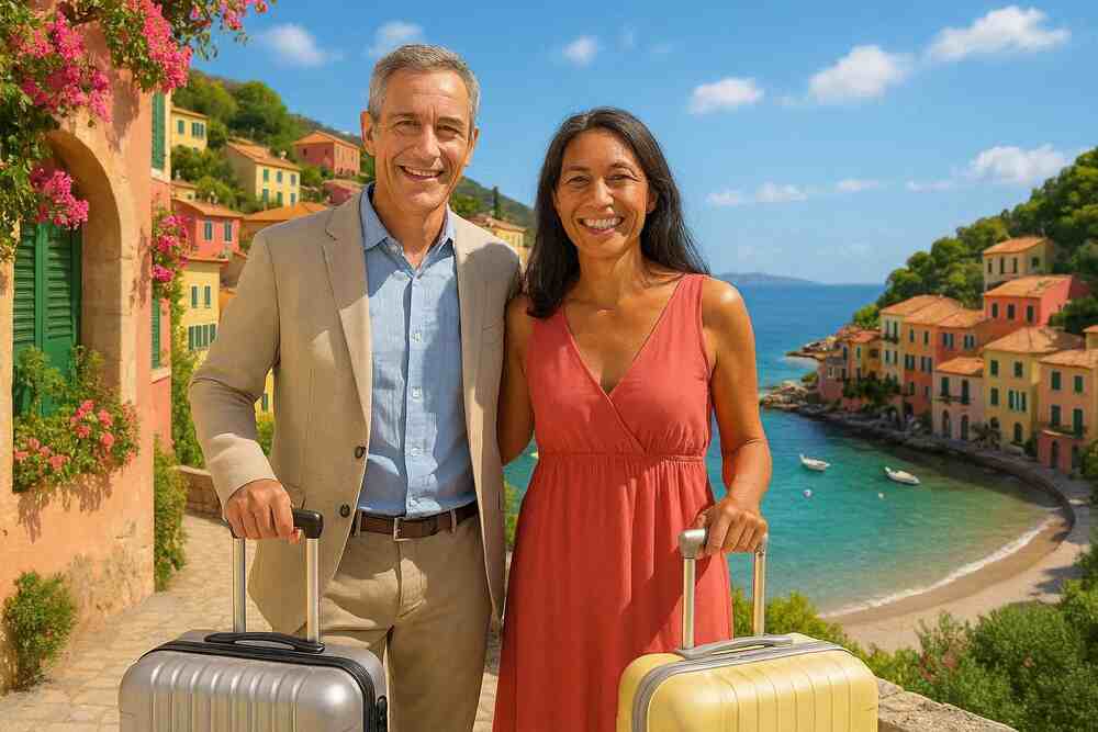été 2026, destinations seniors pas chères : couple de quinquas devant la mer