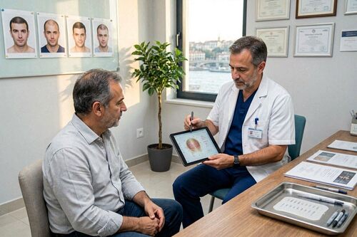 Consultation préopératoire pour des implants capillaires en Turquie